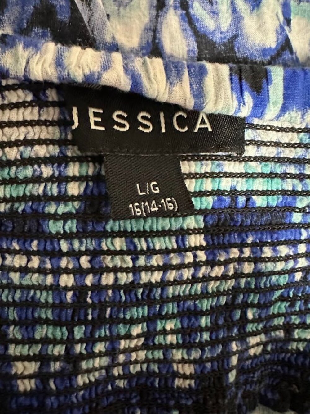 Jessica Blue Boho Tiered Cotton Maxi Skirt Smocked Waist L 14-16 - Picture 3 of 5